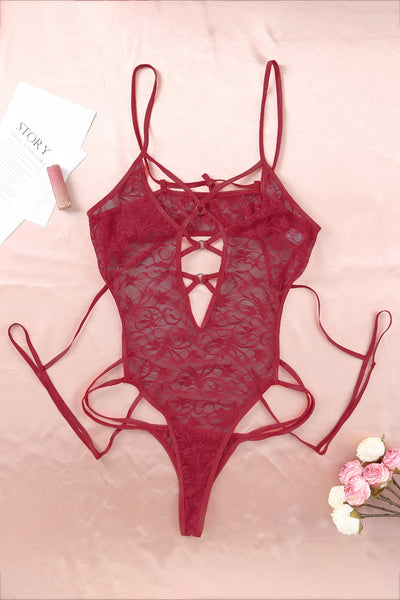 Strappy Sheer Grommet Teddy-Plus Size